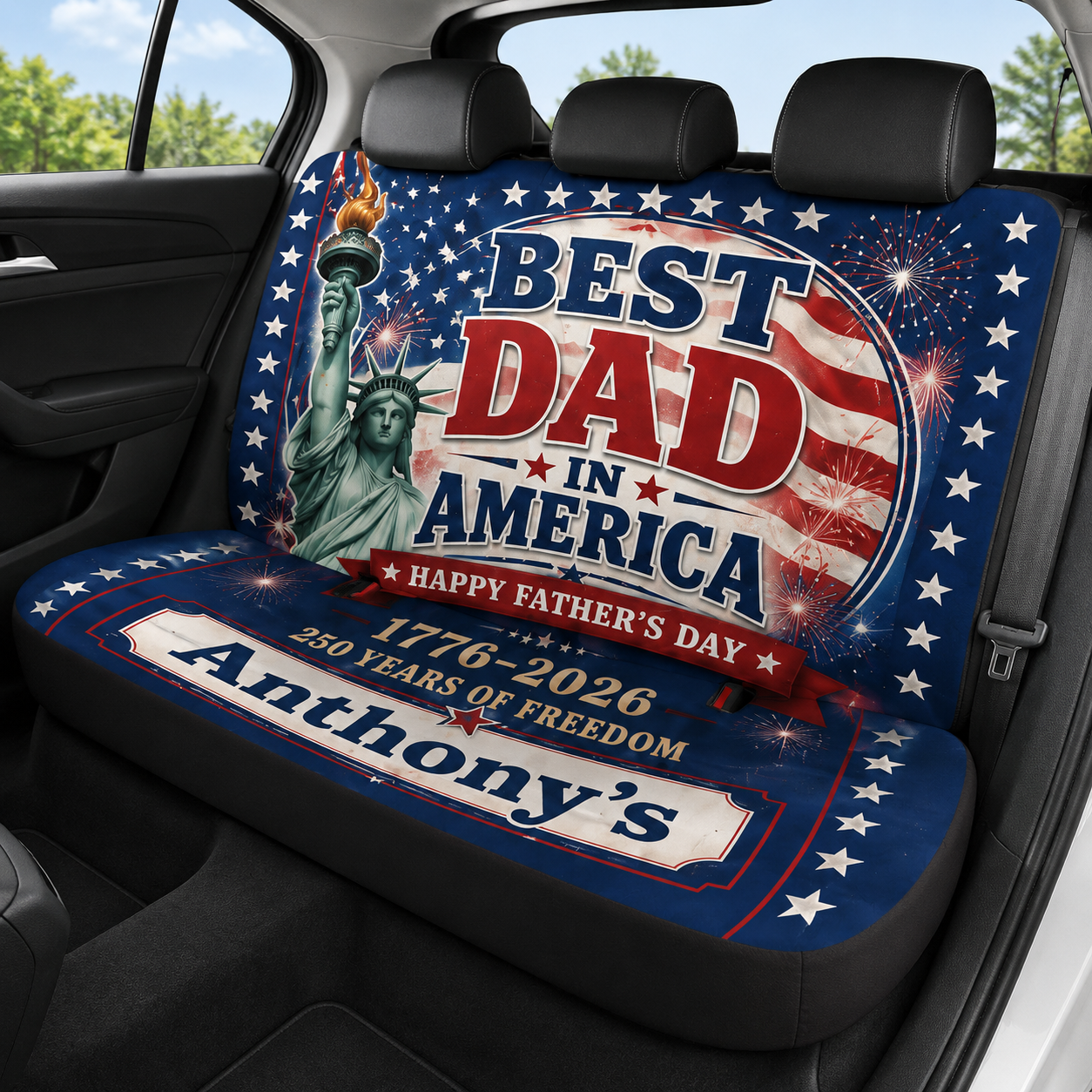 Personalized Best Dad US Car Rear Seat Cover, Custom Back Seat Protector For Dad, Gift For Dad TOM99