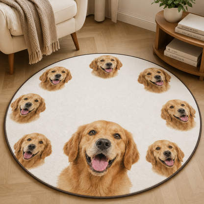 Custom Photo Dog Round Carpet | Photo Pet Round Rug | Gift For Dog Lovers