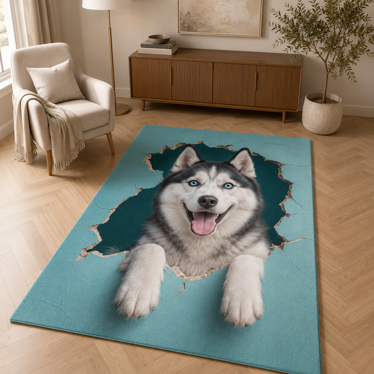 Custom Photo Colorful Dog Area Rug | Gift For Dog Lovers