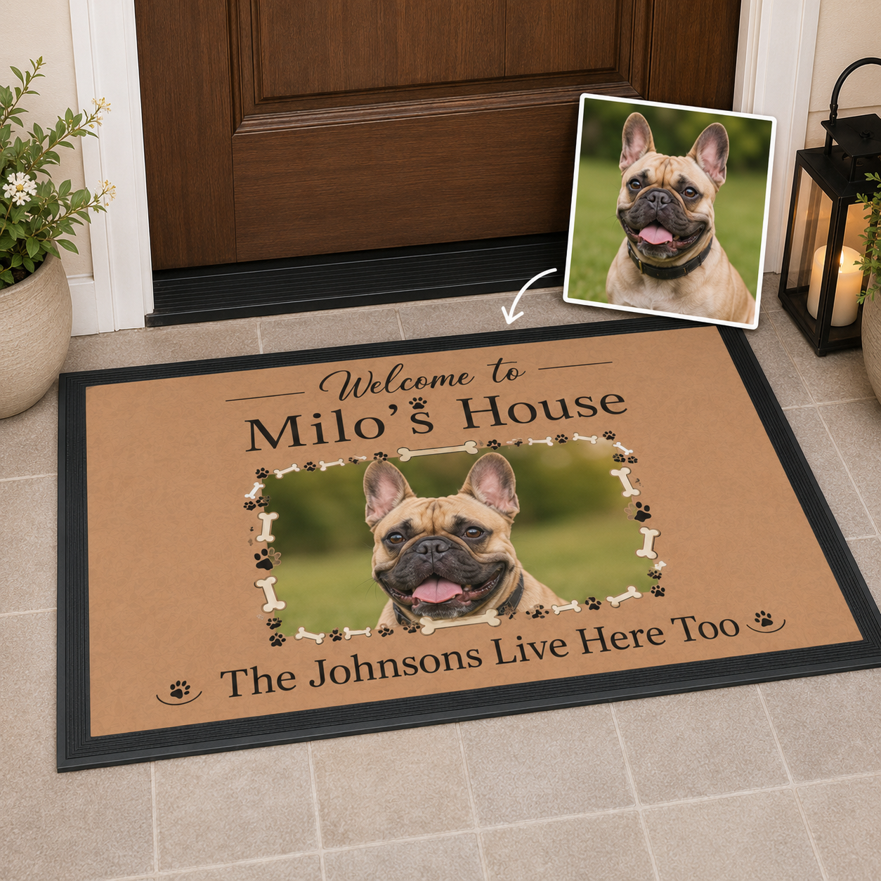 Custom Photo Welcome To Our Home Dog Doormat | Photo Pet Doormat | Gift For Dog Lovers