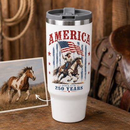 Custom Photo 250 Anniversary Horse 30oz Tumbler | Gift For Horse Lovers | Pet Lover Gifts TOM99