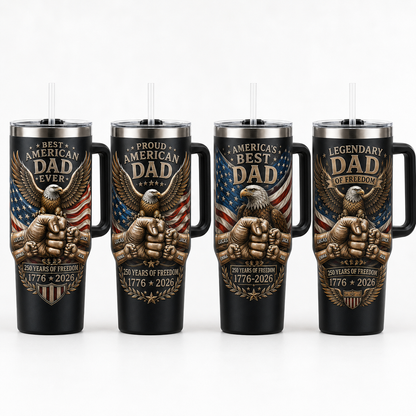 Custom American Dad 40oz Tumbler, Personalized Dad Tumbler, Father’s Day Gift TOM99