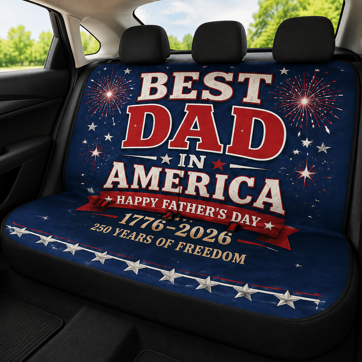 Personalized Best Dad US Car Rear Seat Cover, Custom Back Seat Protector For Dad, Gift For Dad TOM99