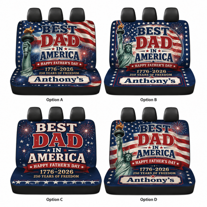 Personalized Best Dad US Car Rear Seat Cover, Custom Back Seat Protector For Dad, Gift For Dad TOM99