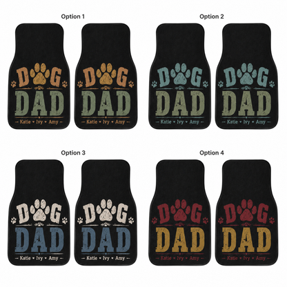 Personalized Dog Dad Flannel Car Floor Mats, Custom Dad Floor Mats, Gift For Dad TOM99