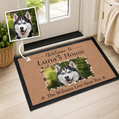 Custom Photo Welcome To Our Home Dog Doormat | Photo Pet Doormat | Gift For Dog Lovers