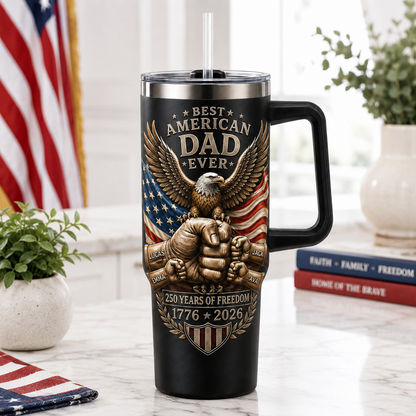 Custom American Dad 40oz Tumbler, Personalized Dad Tumbler, Father’s Day Gift TOM99