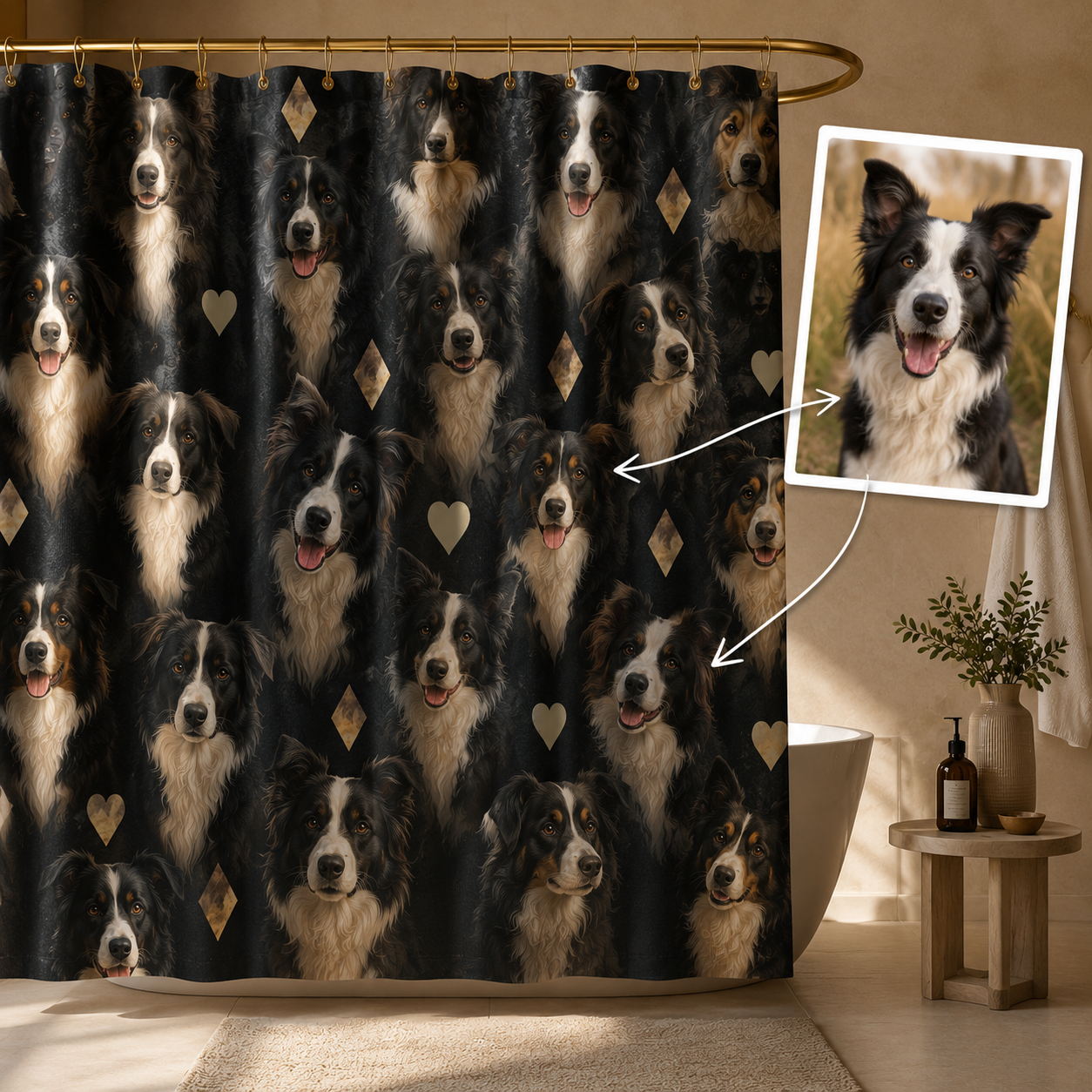 Custom Photo Dog Shower Curtain | Gift For Dog Lovers