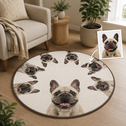 Custom Photo Dog Round Carpet | Photo Pet Round Rug | Gift For Dog Lovers