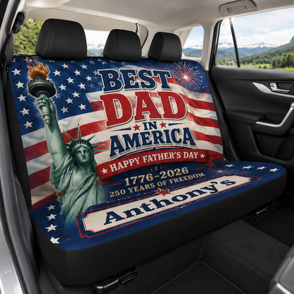 Personalized Best Dad US Car Rear Seat Cover, Custom Back Seat Protector For Dad, Gift For Dad TOM99