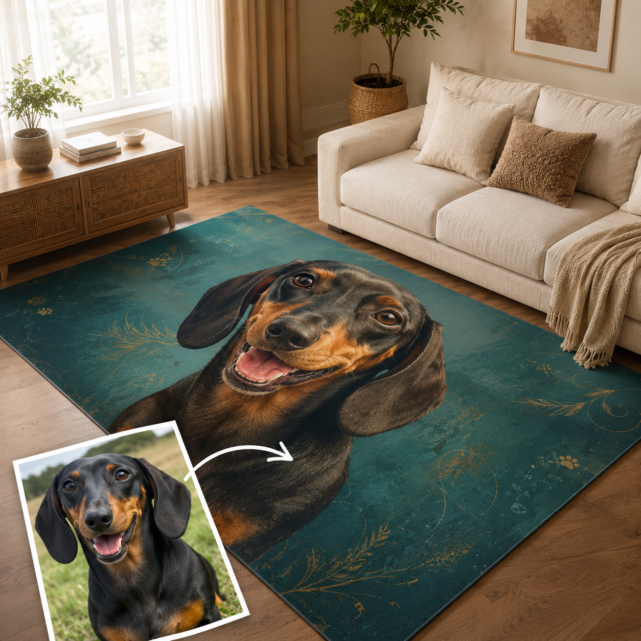Custom Photo Dog Area Rug | Gift For Dog Lovers