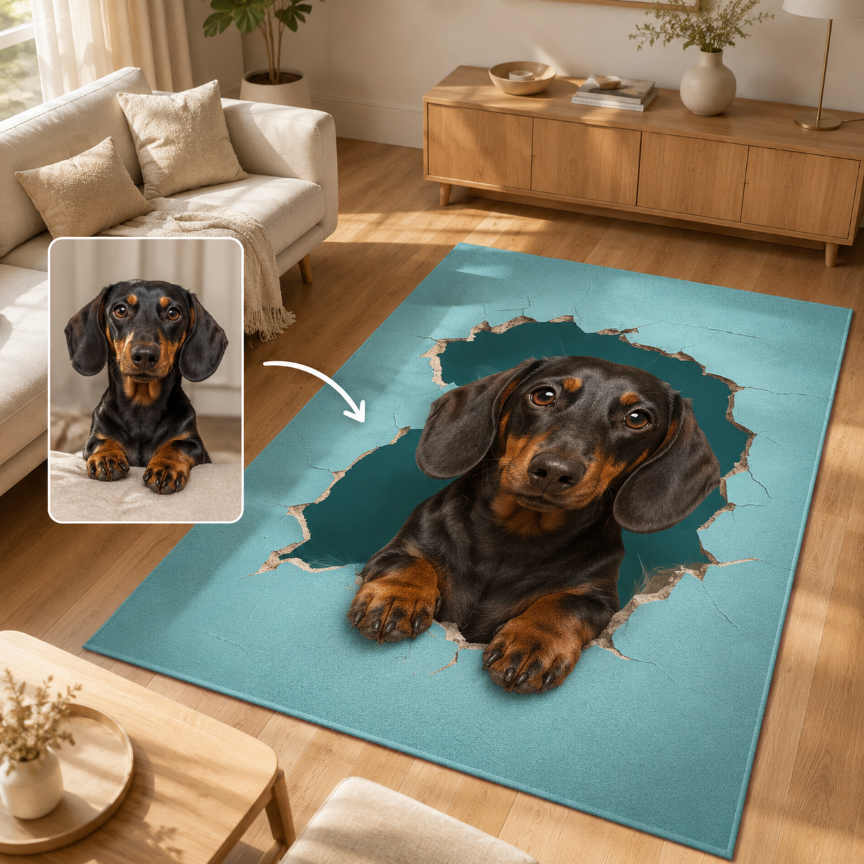 Custom Photo Colorful Dog Area Rug | Gift For Dog Lovers