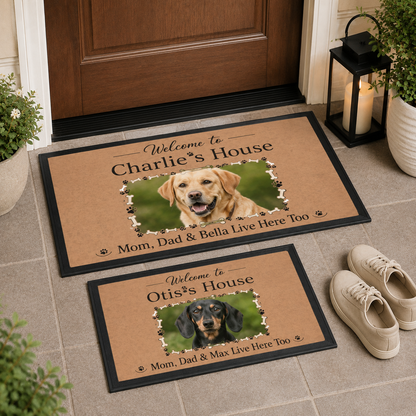 Custom Photo Welcome To Our Home Dog Doormat | Photo Pet Doormat | Gift For Dog Lovers