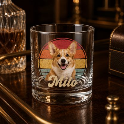 Custom Photo Dog Whiskey Glass | Personalized Pet Photo Gifts | Gift For Dog Lovers