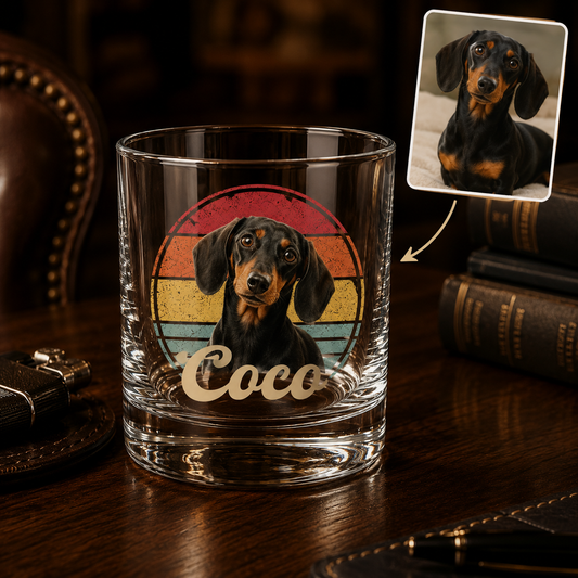 Custom Photo Dog Whiskey Glass | Personalized Pet Photo Gifts | Gift For Dog Lovers