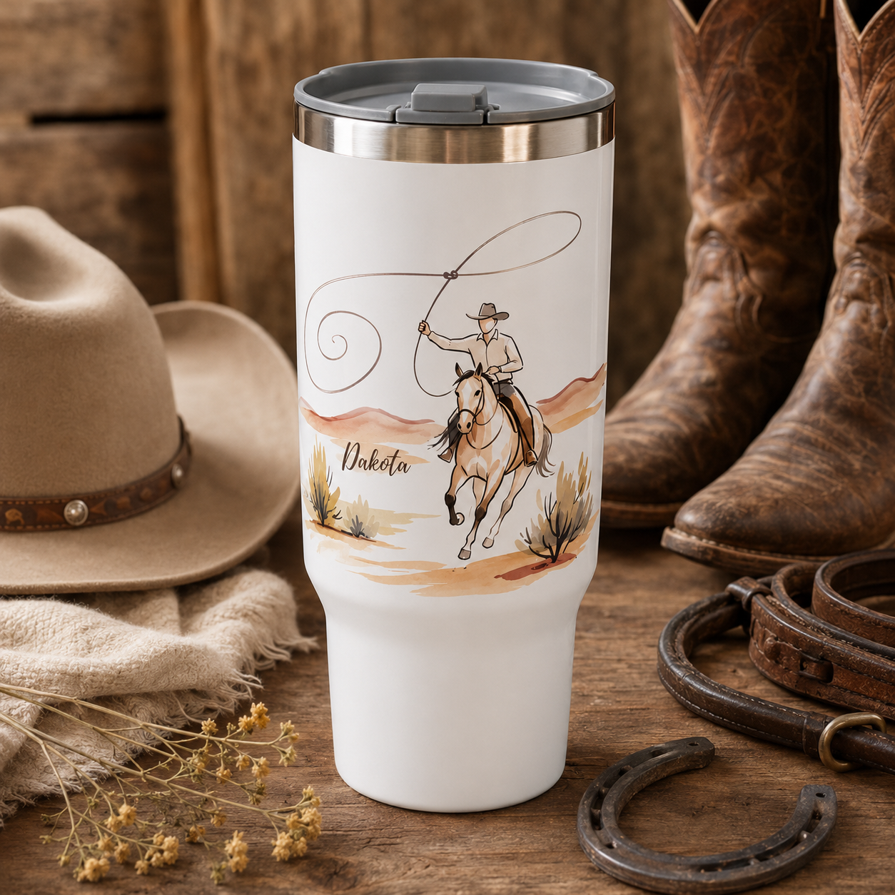 Custom Photo Cowboy Horse 30oz Tumbler | Gift For Horse Lovers | Pet Lover Gifts TOM99