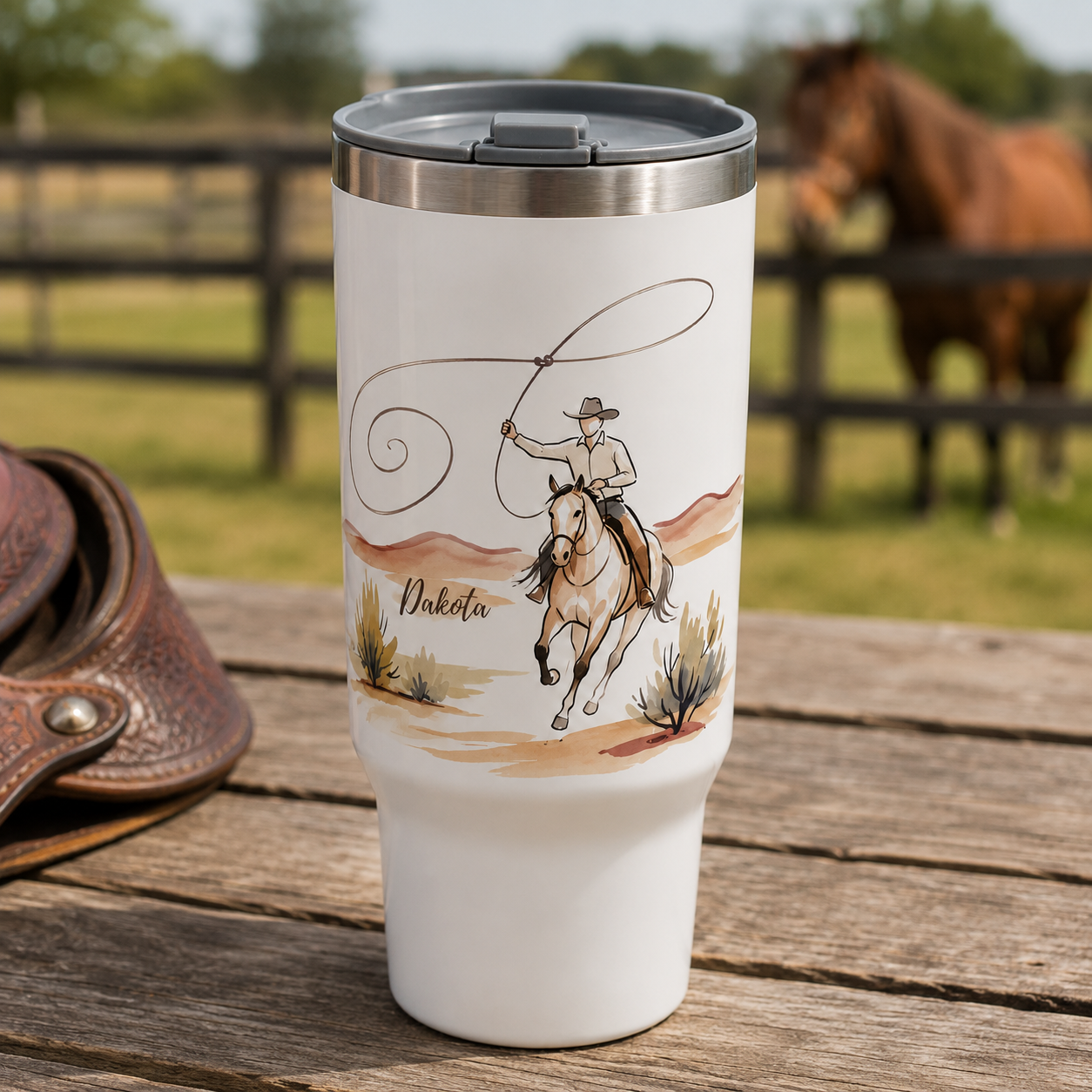 Custom Photo Cowboy Horse 30oz Tumbler | Gift For Horse Lovers | Pet Lover Gifts TOM99