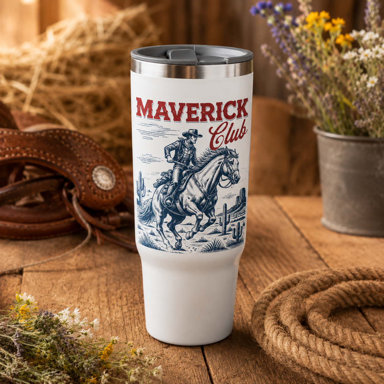 Custom Flower Maverick Club Horse 30oz Tumbler | Gift For Horse Lovers | Pet Lover Gifts TOM99